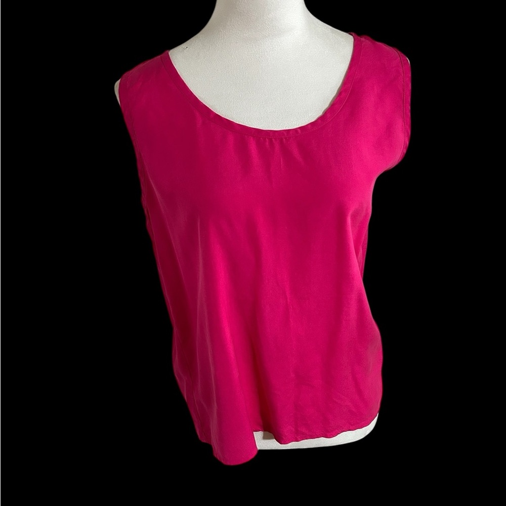 Selene Women's Pink Silk Sleeveless Top in Hot Pink